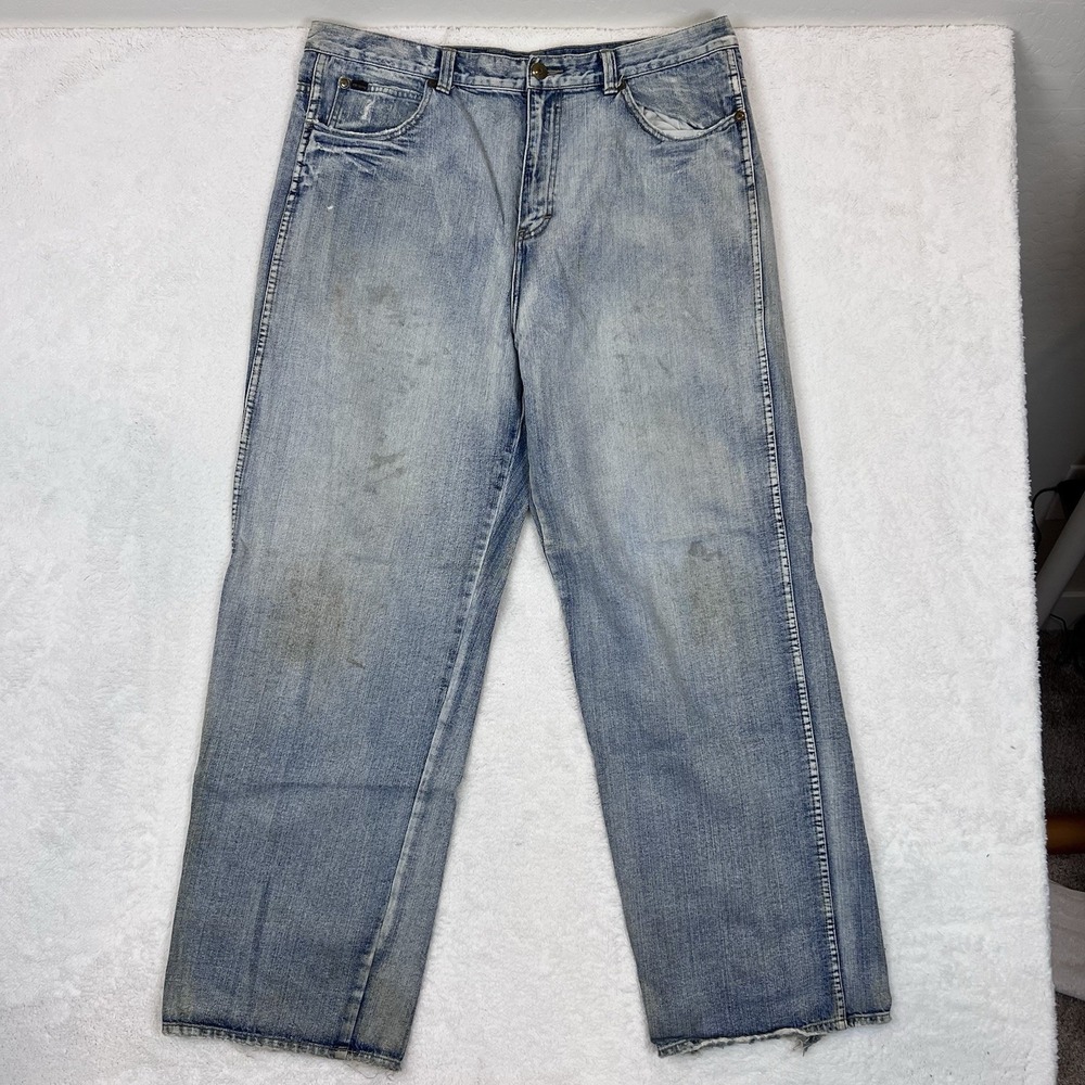 ReVerb Jeans Mens 38x34 Loose 90s Y2K Skater Distressed Destroyed Light Wash